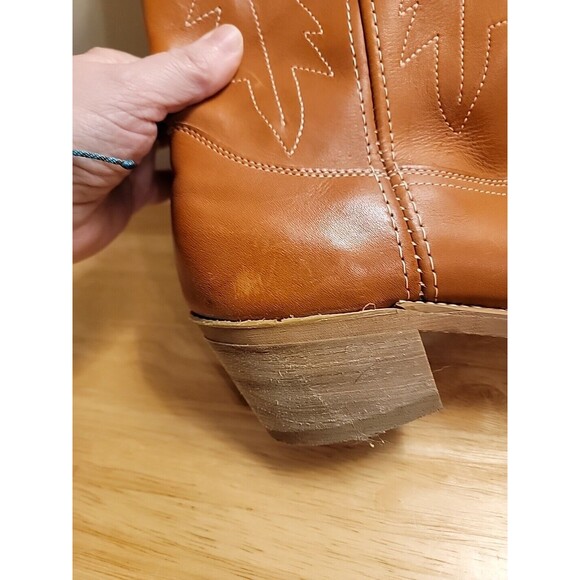 Landis Cowboy Western Leather Boots Vintage Brown Tan Mens Size 9 Balance Man - Picture 11 of 16